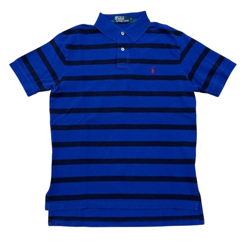 Vintage 90s Polo Ralph Lauren Blue and Black Striped Polo